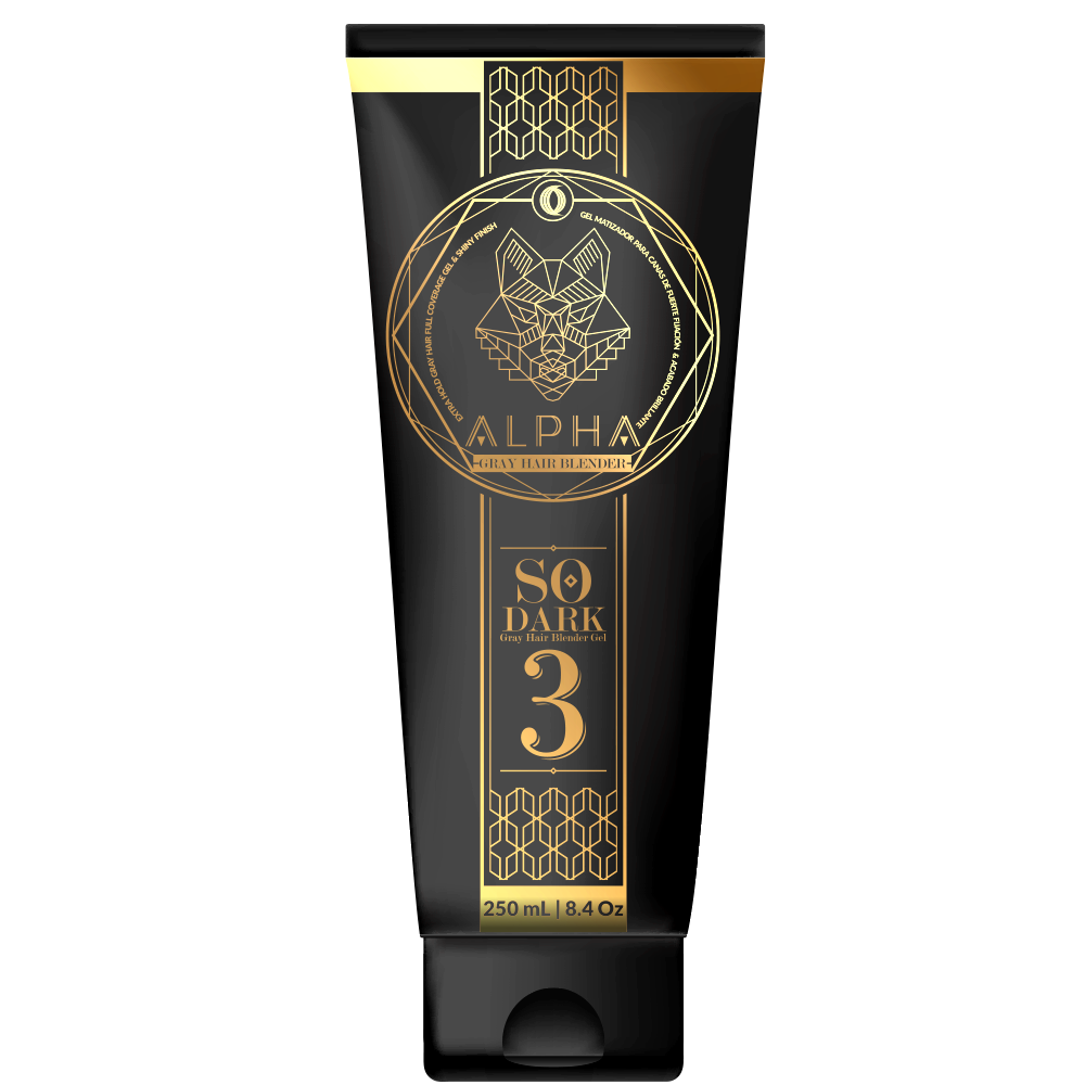 Imagen de referencia de Alpha So Dark número 3, en tubo negro y dorado con etiqueta anterior de 250 ml. La presentación actual es de 240 ml.